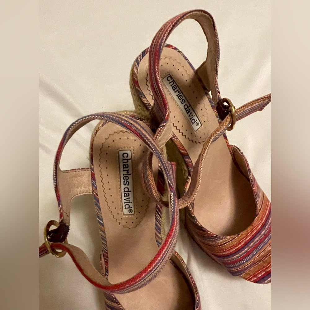 Charles David Multi Color 5” Wedges, Size 7 - image 2